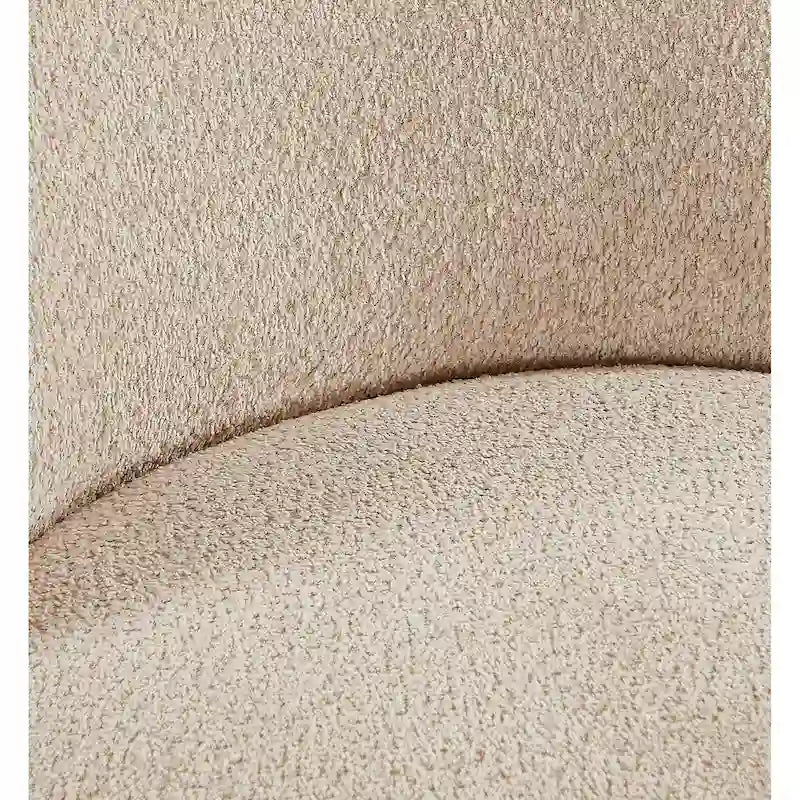 Round Boucle Fabric Swivel Accent Chair with Metal Base Armless in Beige