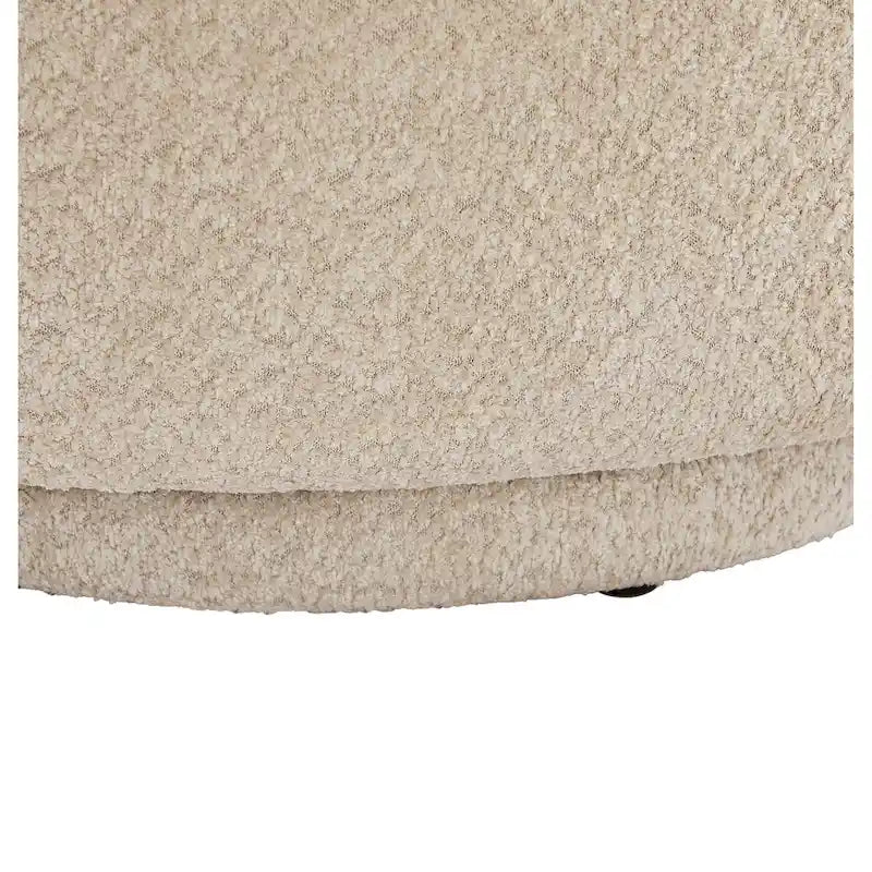 Round Boucle Fabric Swivel Accent Chair with Metal Base Armless in Beige