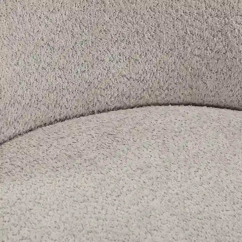Round Boucle Fabric Swivel Accent Chair with Metal Base Armless in Beige