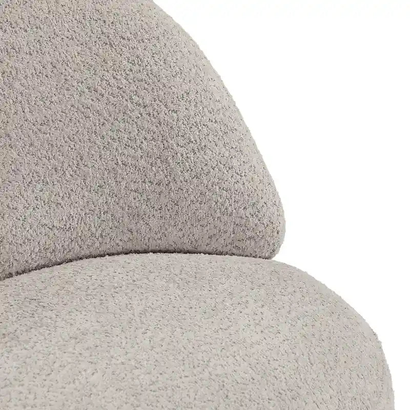Round Boucle Fabric Swivel Accent Chair with Metal Base Armless in Beige