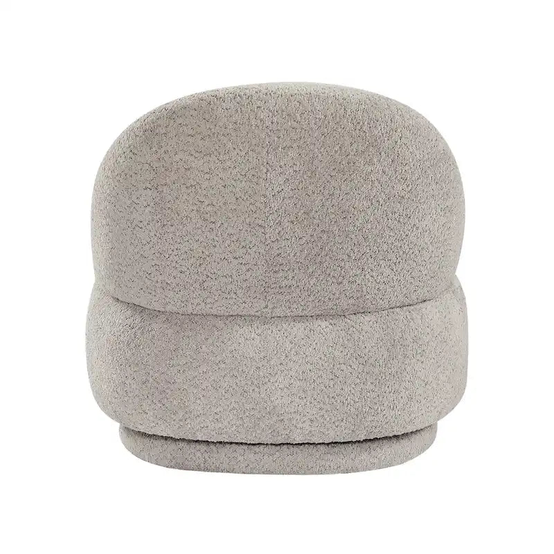 Round Boucle Fabric Swivel Accent Chair with Metal Base Armless in Beige