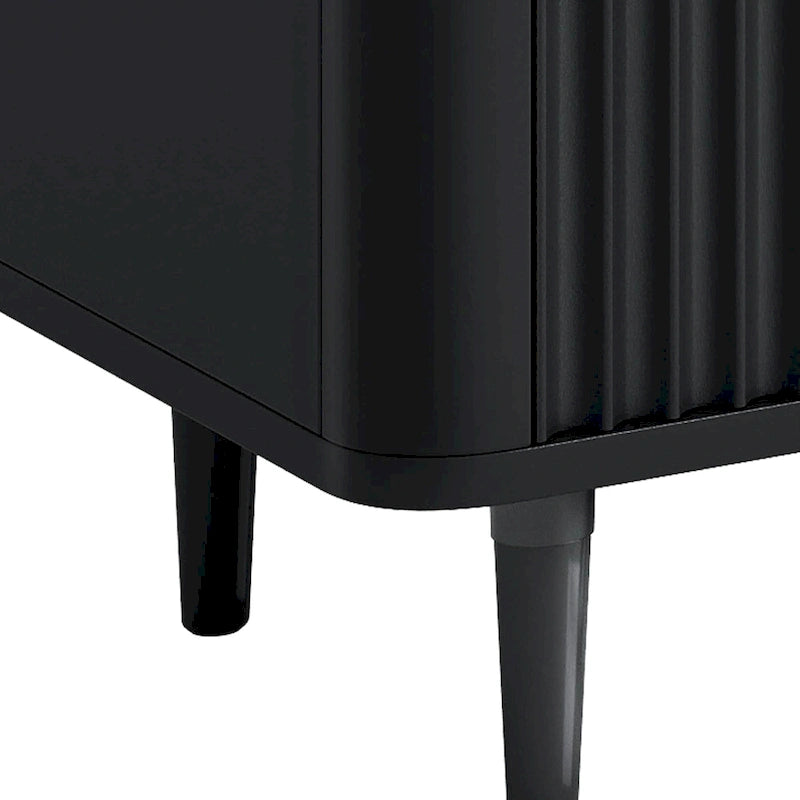 6-Drawer Wood Dresser with Fluted Panel and Golden Handles