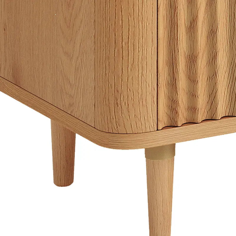 6-Drawer Wood Dresser with Fluted Panel and Golden Handles