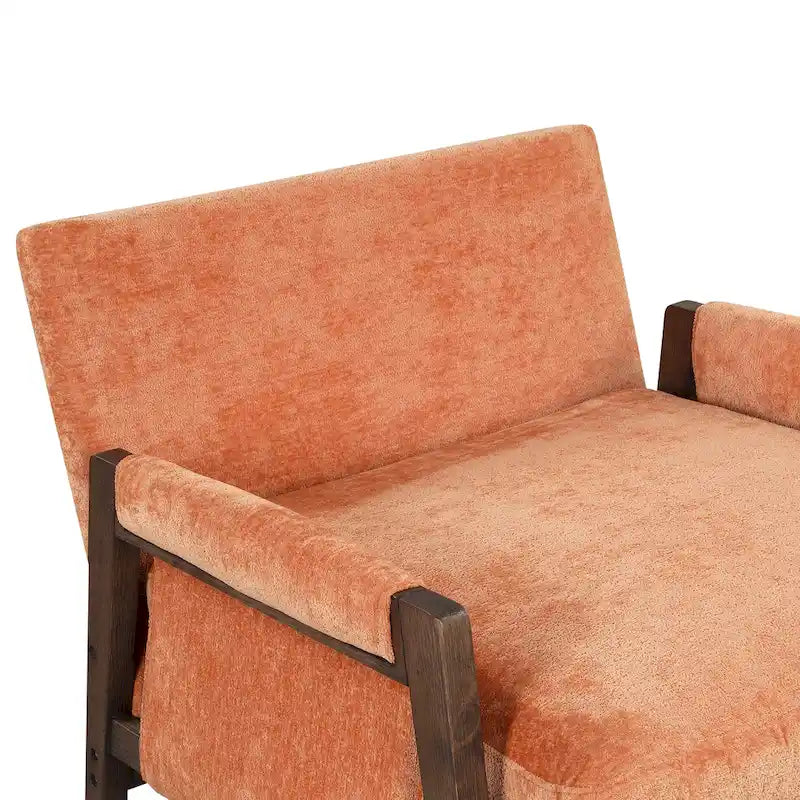 Mid-Century Velvet Accent Armchair with Thick Cushion Serpentine Springs and Rubber Wood Frame
