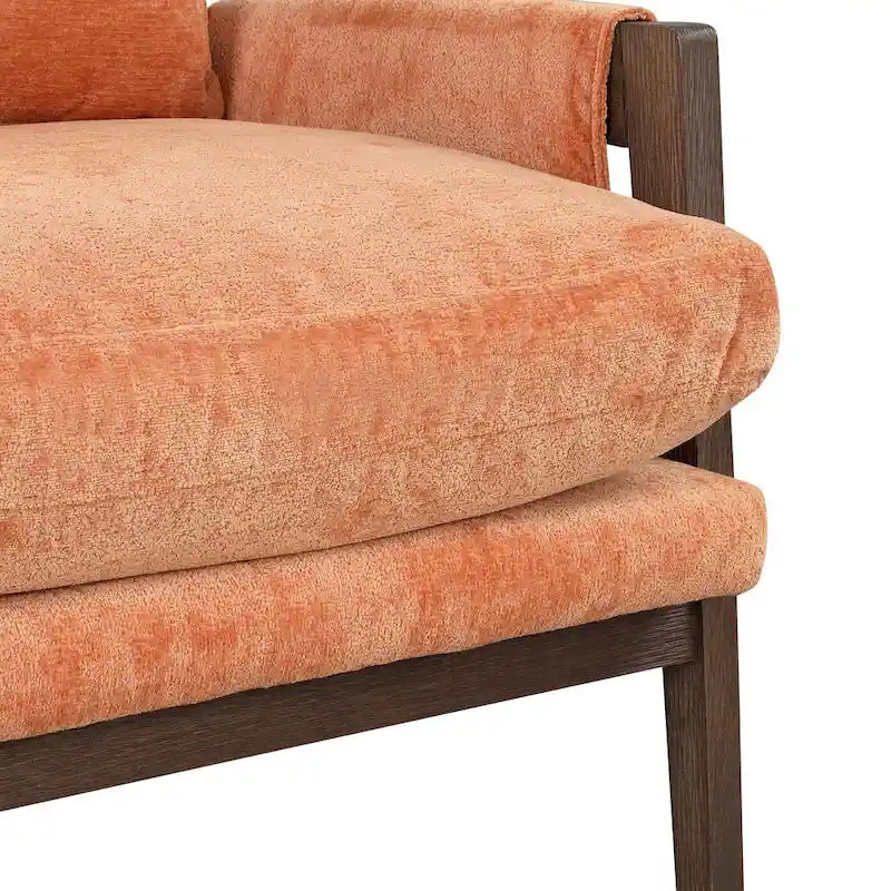 Mid-Century Velvet Accent Armchair with Thick Cushion Serpentine Springs and Rubber Wood Frame