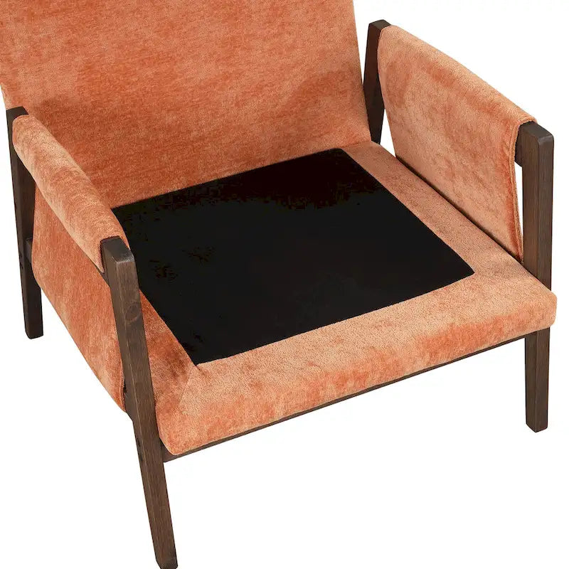Mid-Century Velvet Accent Armchair with Thick Cushion Serpentine Springs and Rubber Wood Frame