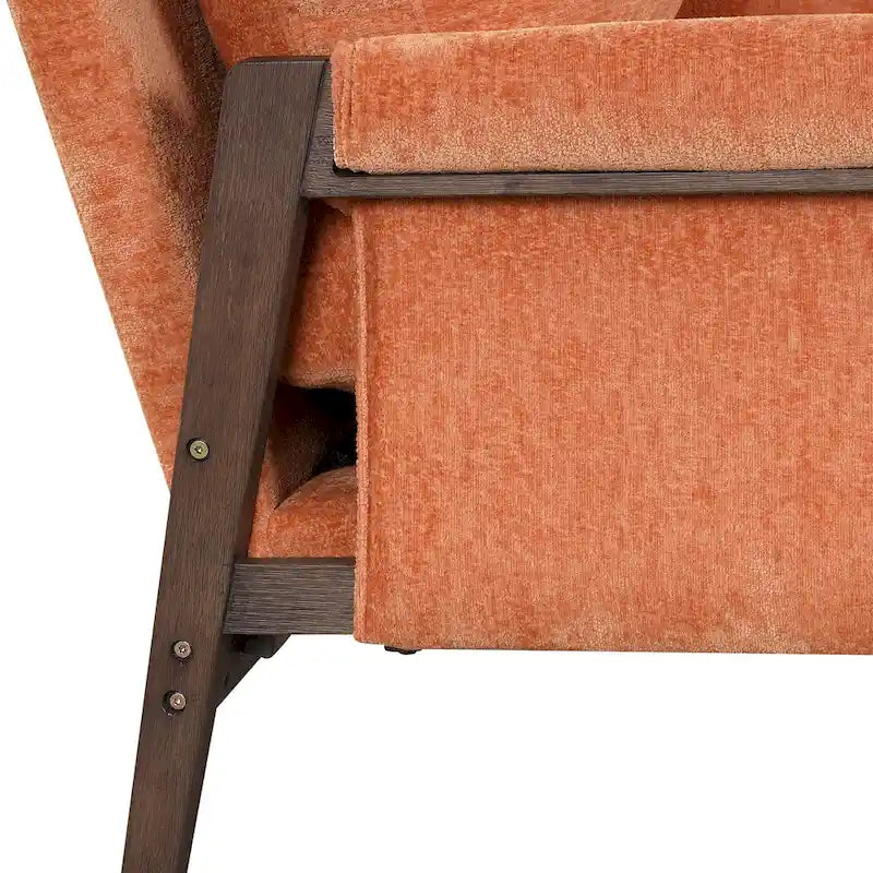 Mid-Century Velvet Accent Armchair with Thick Cushion Serpentine Springs and Rubber Wood Frame