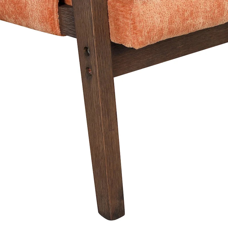 Mid-Century Velvet Accent Armchair with Thick Cushion Serpentine Springs and Rubber Wood Frame