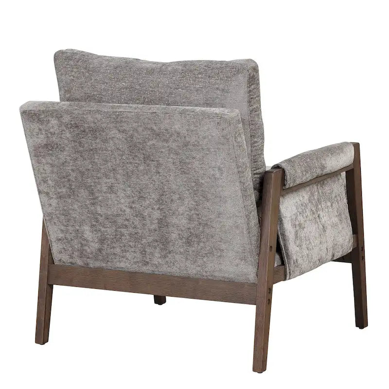 Mid-Century Velvet Accent Armchair with Thick Cushion Serpentine Springs and Rubber Wood Frame