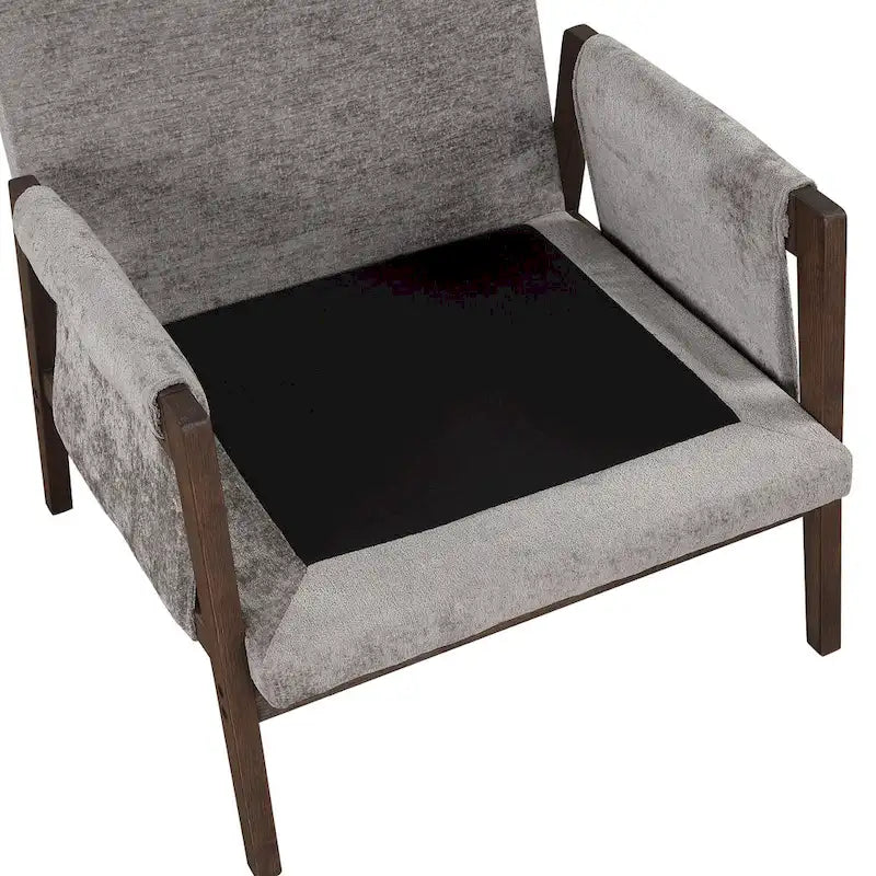 Mid-Century Velvet Accent Armchair with Thick Cushion Serpentine Springs and Rubber Wood Frame