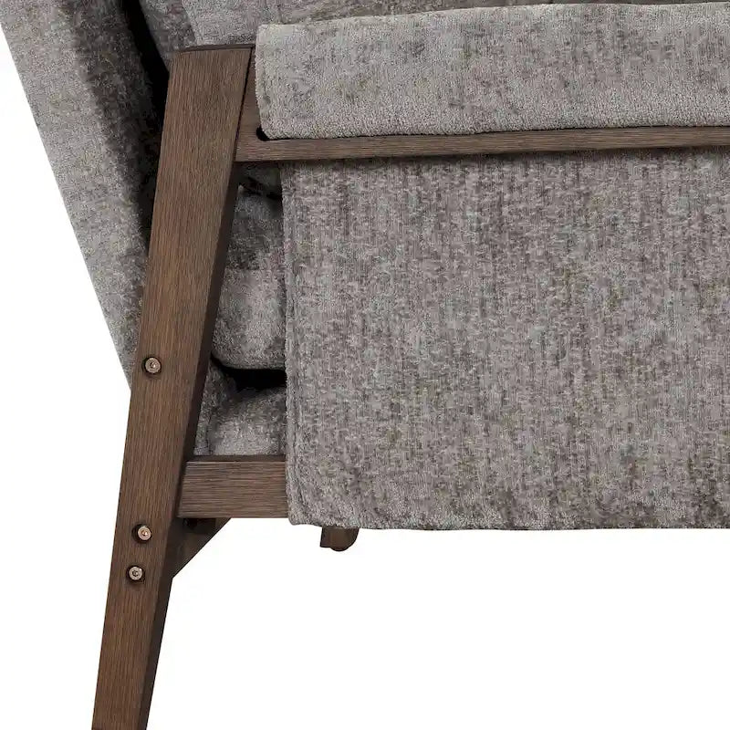 Mid-Century Velvet Accent Armchair with Thick Cushion Serpentine Springs and Rubber Wood Frame