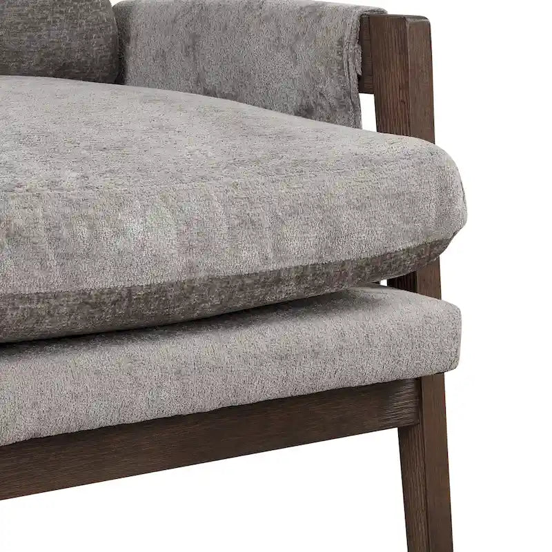 Mid-Century Velvet Accent Armchair with Thick Cushion Serpentine Springs and Rubber Wood Frame