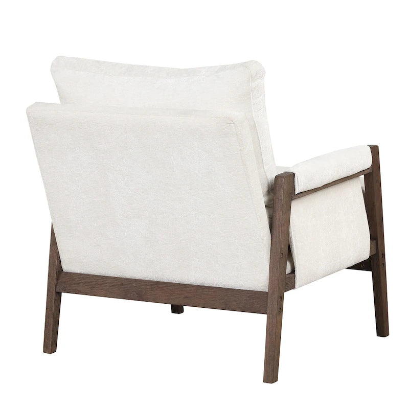 Mid-Century Velvet Accent Armchair with Thick Cushion Serpentine Springs and Rubber Wood Frame