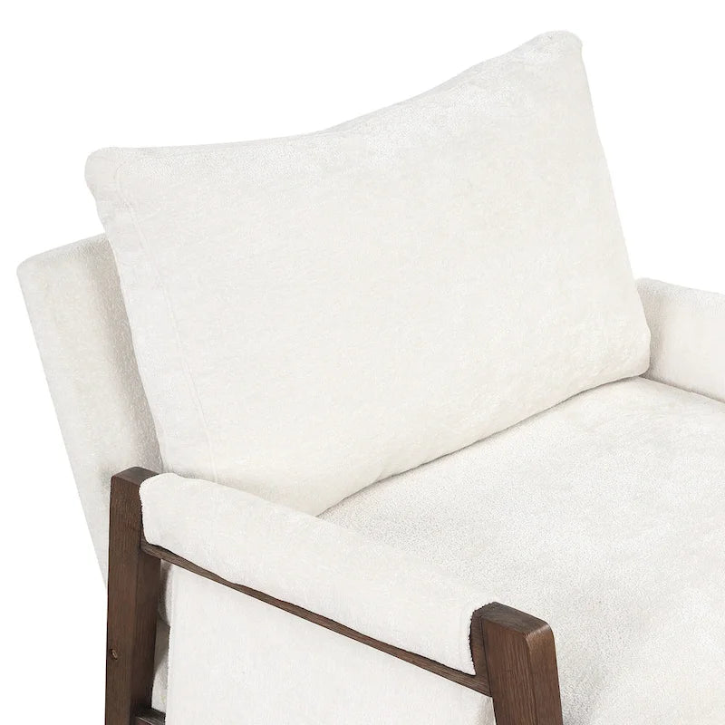 Mid-Century Velvet Accent Armchair with Thick Cushion Serpentine Springs and Rubber Wood Frame