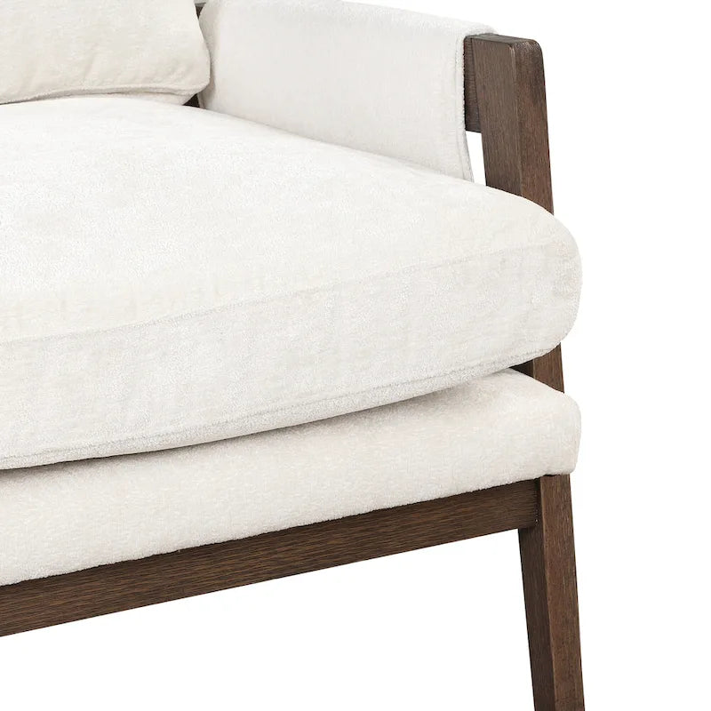 Mid-Century Velvet Accent Armchair with Thick Cushion Serpentine Springs and Rubber Wood Frame