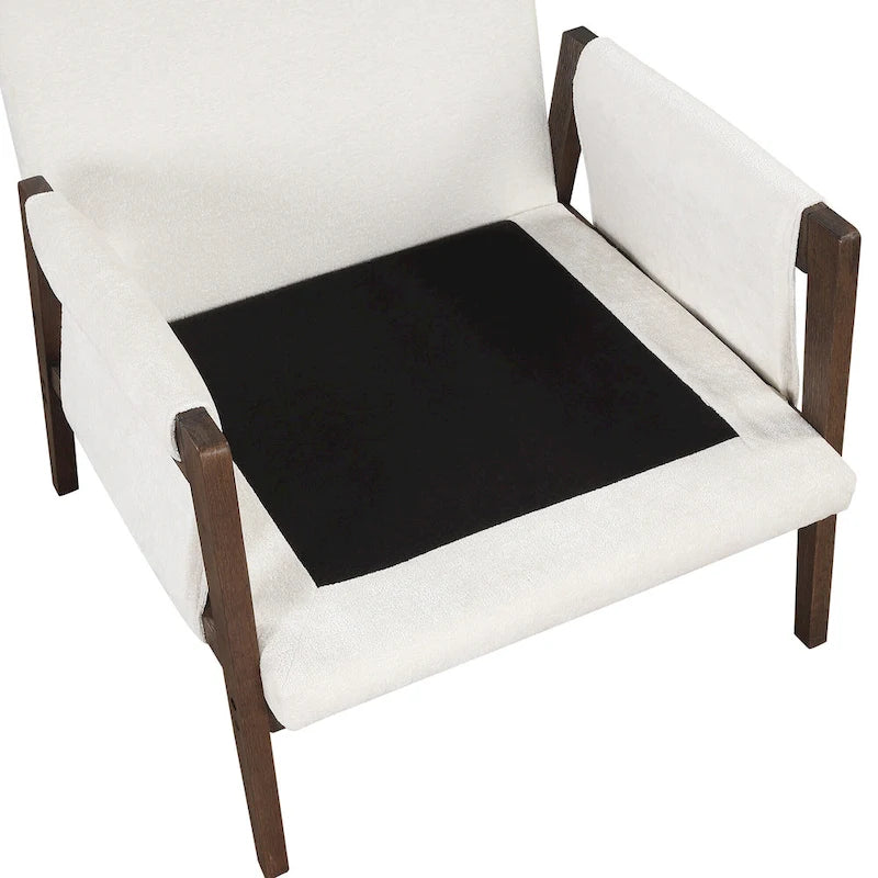 Mid-Century Velvet Accent Armchair with Thick Cushion Serpentine Springs and Rubber Wood Frame