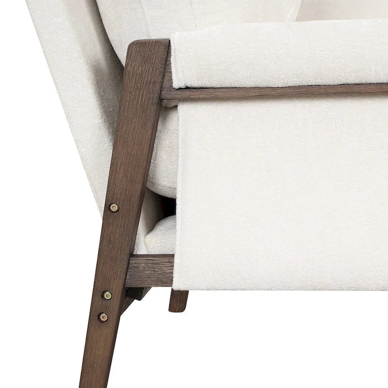 Mid-Century Velvet Accent Armchair with Thick Cushion Serpentine Springs and Rubber Wood Frame