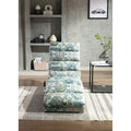 Modern Indoor Chaise Lounge with Adjustable 140-Degree Backrest Side Storage Pocket Wood Frame and Steel Legs