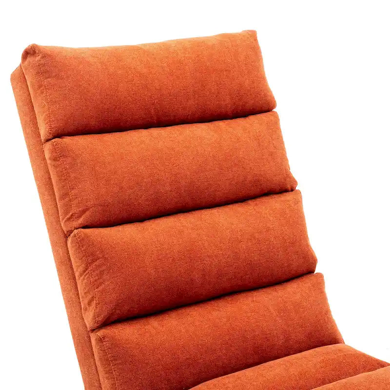 Modern Indoor Chaise Lounge with Adjustable 140-Degree Backrest Side Storage Pocket Wood Frame and Steel Legs