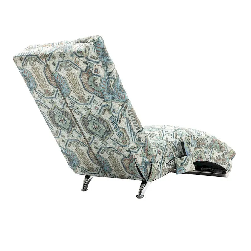 Modern Indoor Chaise Lounge with Adjustable 140-Degree Backrest Side Storage Pocket Wood Frame and Steel Legs