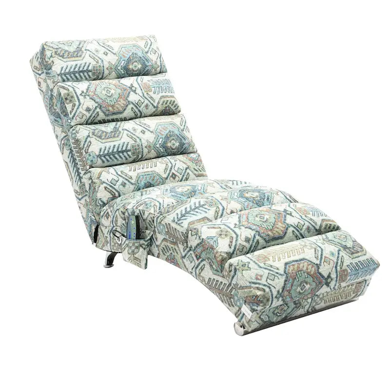 Modern Indoor Chaise Lounge with Adjustable 140-Degree Backrest Side Storage Pocket Wood Frame and Steel Legs