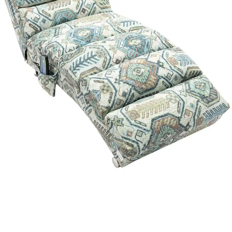 Modern Indoor Chaise Lounge with Adjustable 140-Degree Backrest Side Storage Pocket Wood Frame and Steel Legs