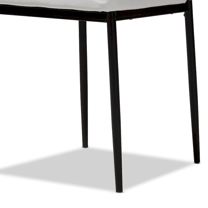Modern Faux Leather Dining Chair with Horizontal Slatted Back and Metal Legs Set of 4