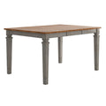 Extendable Counter Height Dining Table in Solid Rubberwood with Distressed Finish Square Legs and 17.7-Inch Leaf Seats 6