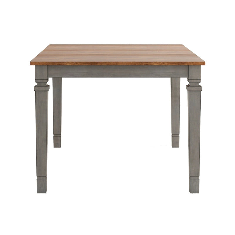 Extendable Counter Height Dining Table in Solid Rubberwood with Distressed Finish Square Legs and 17.7-Inch Leaf Seats 6
