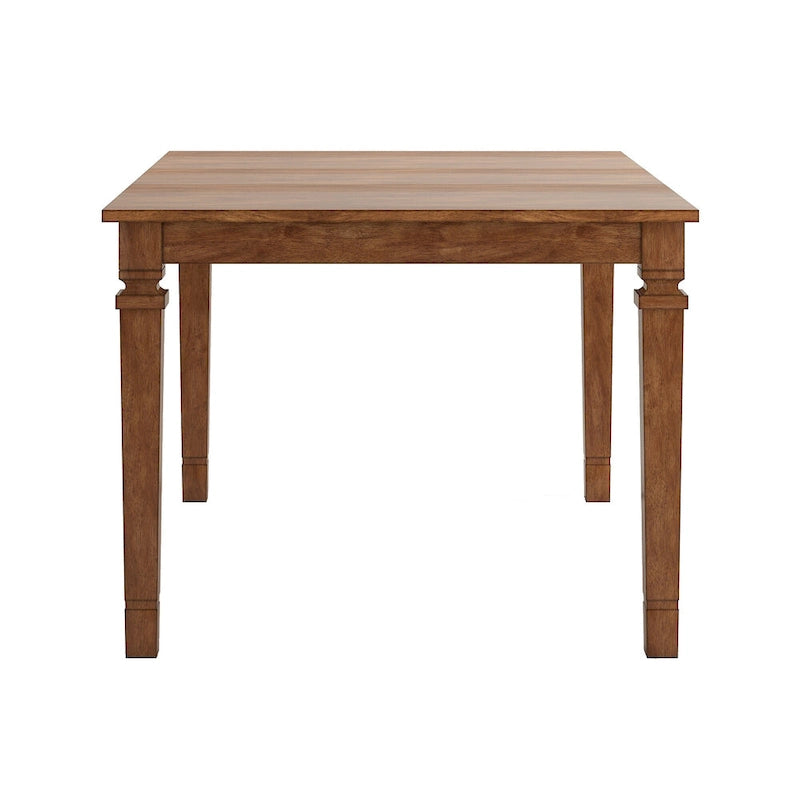 Extendable Counter Height Dining Table in Solid Rubberwood with Distressed Finish Square Legs and 17.7-Inch Leaf Seats 6
