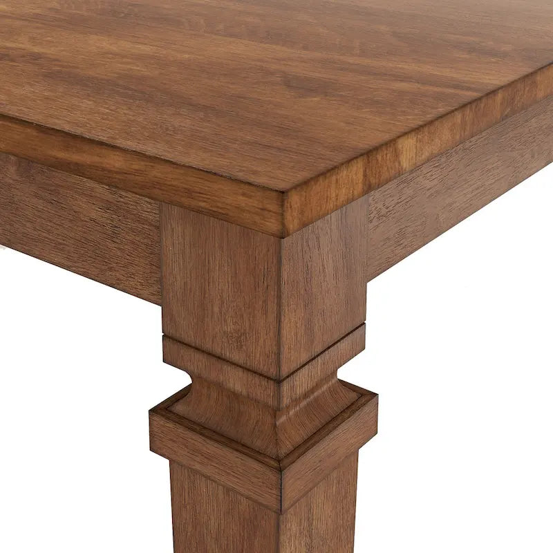 Extendable Counter Height Dining Table in Solid Rubberwood with Distressed Finish Square Legs and 17.7-Inch Leaf Seats 6