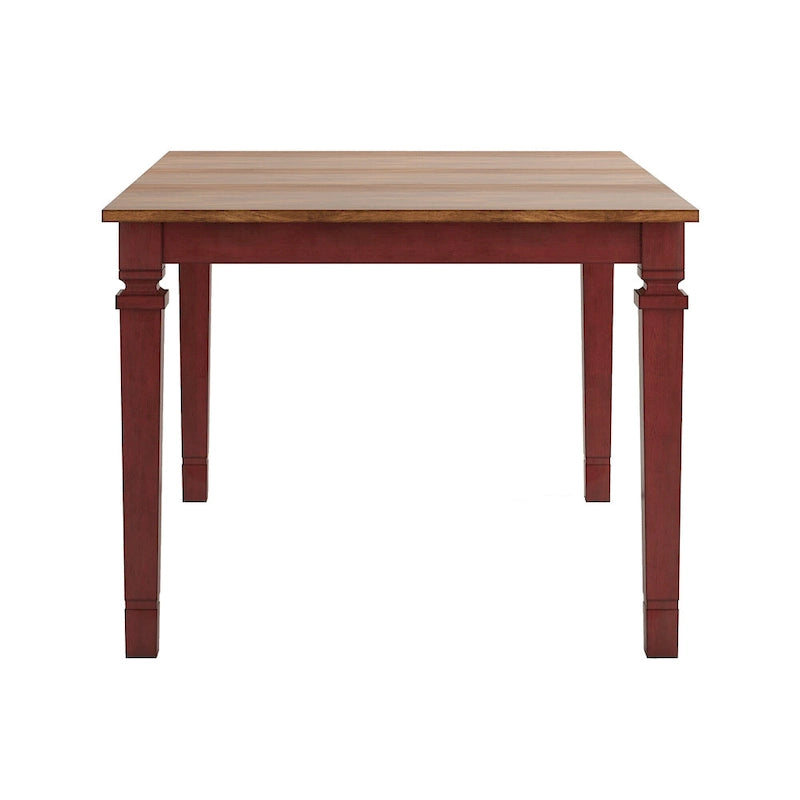 Extendable Counter Height Dining Table in Solid Rubberwood with Distressed Finish Square Legs and 17.7-Inch Leaf Seats 6