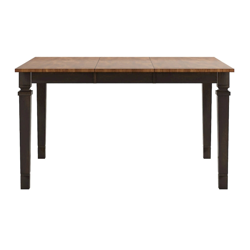 Extendable Counter Height Dining Table in Solid Rubberwood with Distressed Finish Square Legs and 17.7-Inch Leaf Seats 6