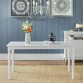 Farmhouse Dining Table with Rounded Corners and Turned Rubberwood Legs MDF Veneer Top