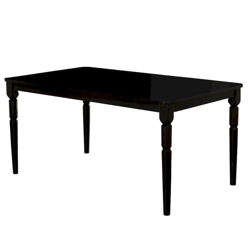 Farmhouse Dining Table with Rounded Corners and Turned Rubberwood Legs MDF Veneer Top