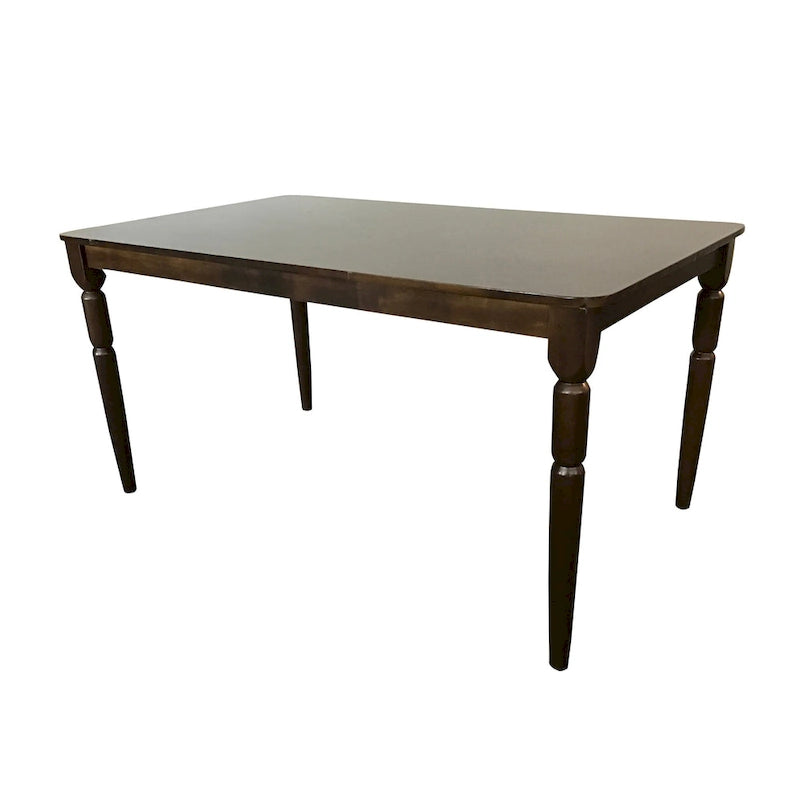 Farmhouse Dining Table with Rounded Corners and Turned Rubberwood Legs MDF Veneer Top