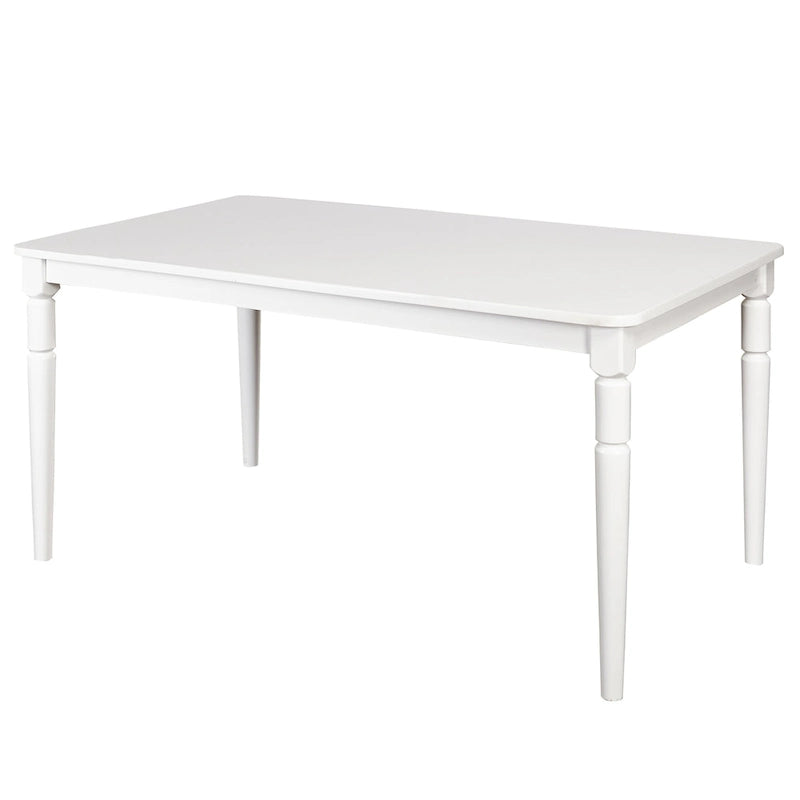 Farmhouse Dining Table with Rounded Corners and Turned Rubberwood Legs MDF Veneer Top