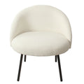 Modern Barrel Accent Chair in Sherpa or Velvet Upholstery with Angled Black Metal Legs
