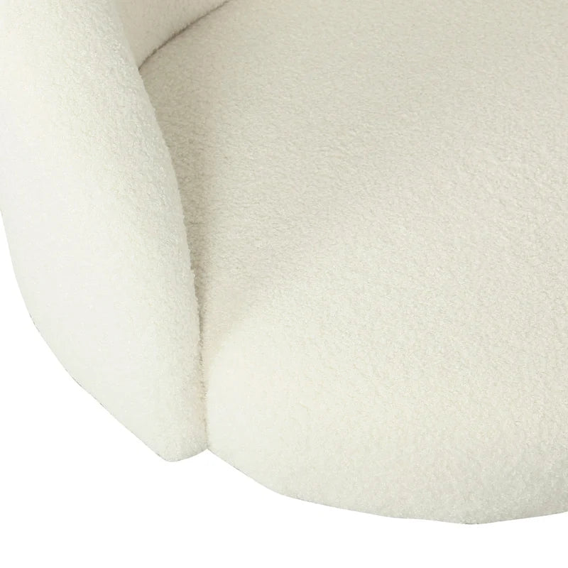Modern Barrel Accent Chair in Sherpa or Velvet Upholstery with Angled Black Metal Legs