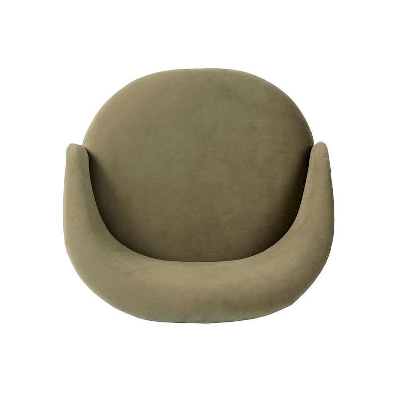 Modern Barrel Accent Chair in Sherpa or Velvet Upholstery with Angled Black Metal Legs