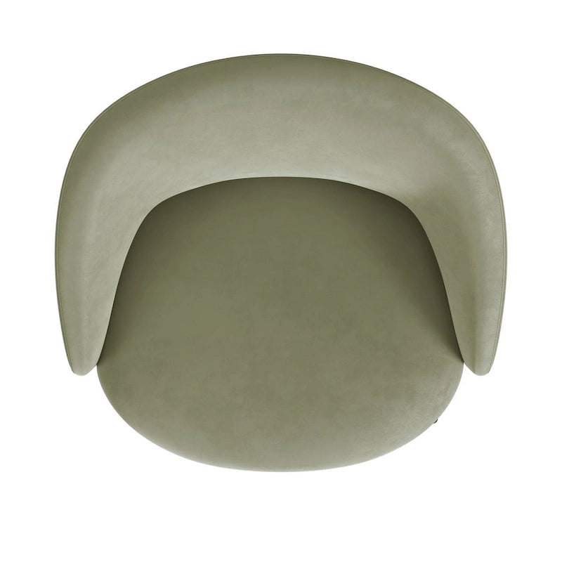 Modern Barrel Accent Chair in Sherpa or Velvet Upholstery with Angled Black Metal Legs