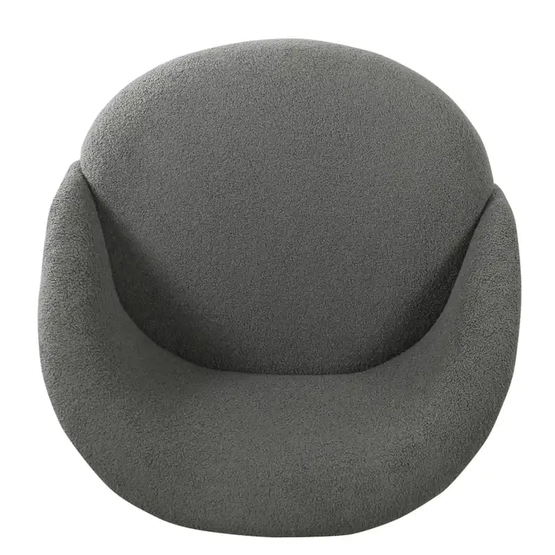 Modern Barrel Accent Chair in Sherpa or Velvet Upholstery with Angled Black Metal Legs