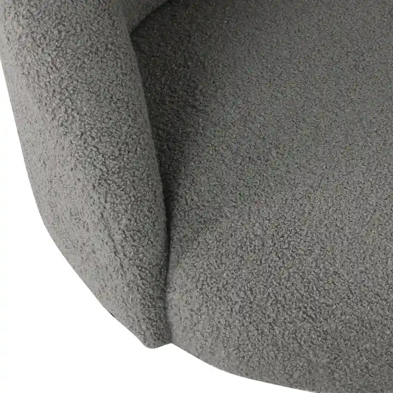 Modern Barrel Accent Chair in Sherpa or Velvet Upholstery with Angled Black Metal Legs