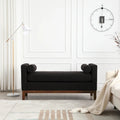 Upholstered Boucle Bench with Bolster Pillows and Fluted Wood Base for Bedroom or Entryway