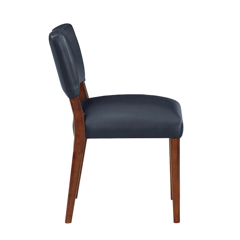 Mid-Century Dining Chair with Gold Handle Cutout and Walnut Legs Set of 2