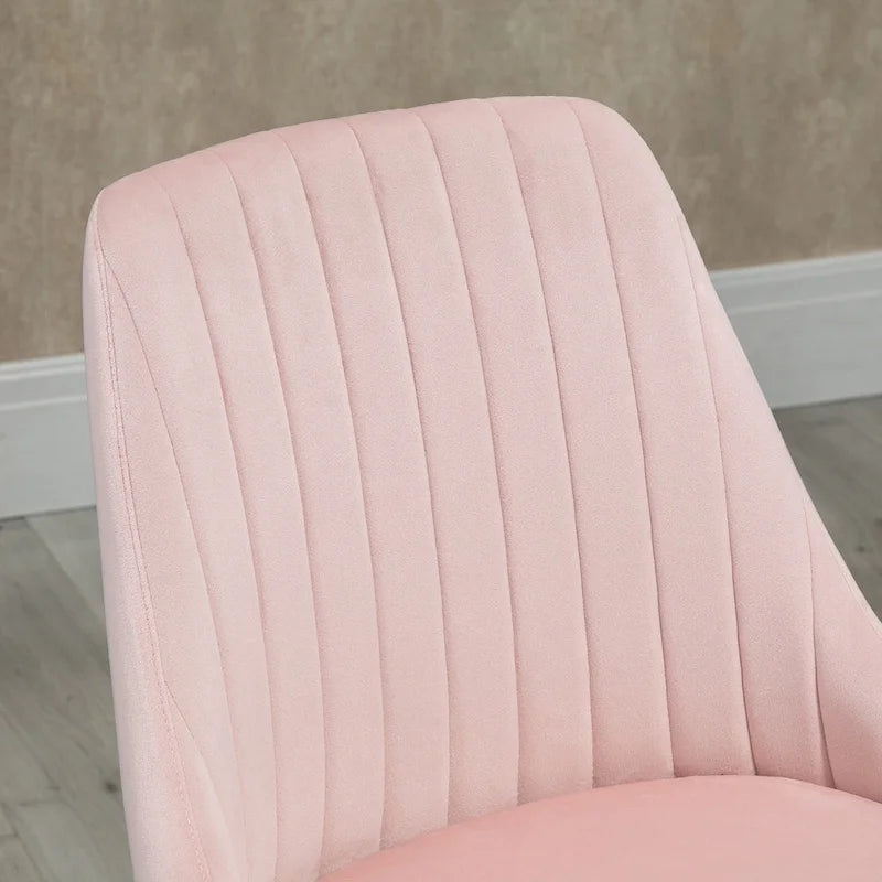 Mid-Back Velvet Swivel Office Chair with Scallop Shape and Channel Stitching Height Adjustable Armless