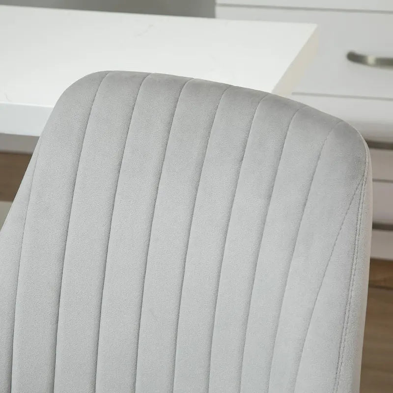Mid-Back Velvet Swivel Office Chair with Scallop Shape and Channel Stitching Height Adjustable Armless