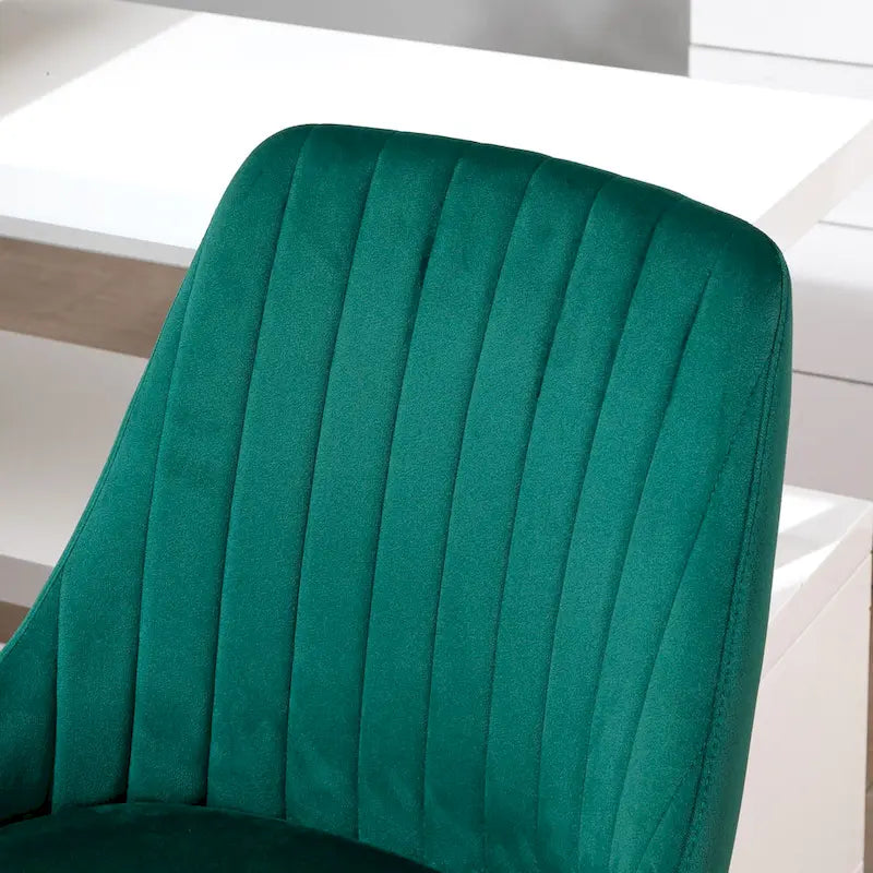 Mid-Back Velvet Swivel Office Chair with Scallop Shape and Channel Stitching Height Adjustable Armless
