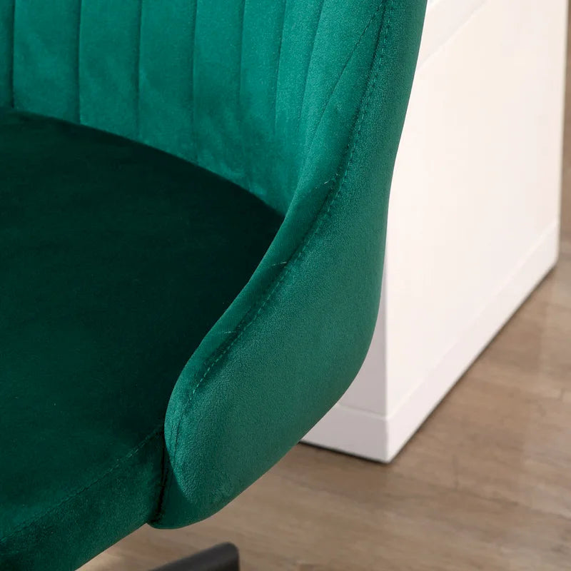 Mid-Back Velvet Swivel Office Chair with Scallop Shape and Channel Stitching Height Adjustable Armless