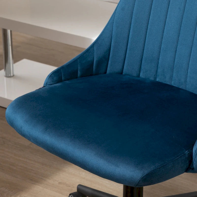 Mid-Back Velvet Swivel Office Chair with Scallop Shape and Channel Stitching Height Adjustable Armless